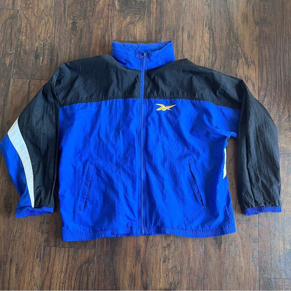 VNTG Reebok Blue and Black Windbreaker Jacket